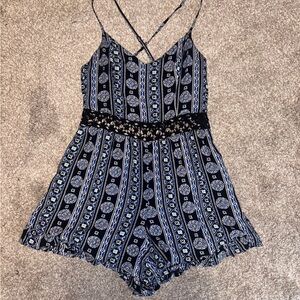 Hollister Navy Patterned Jumpsuit